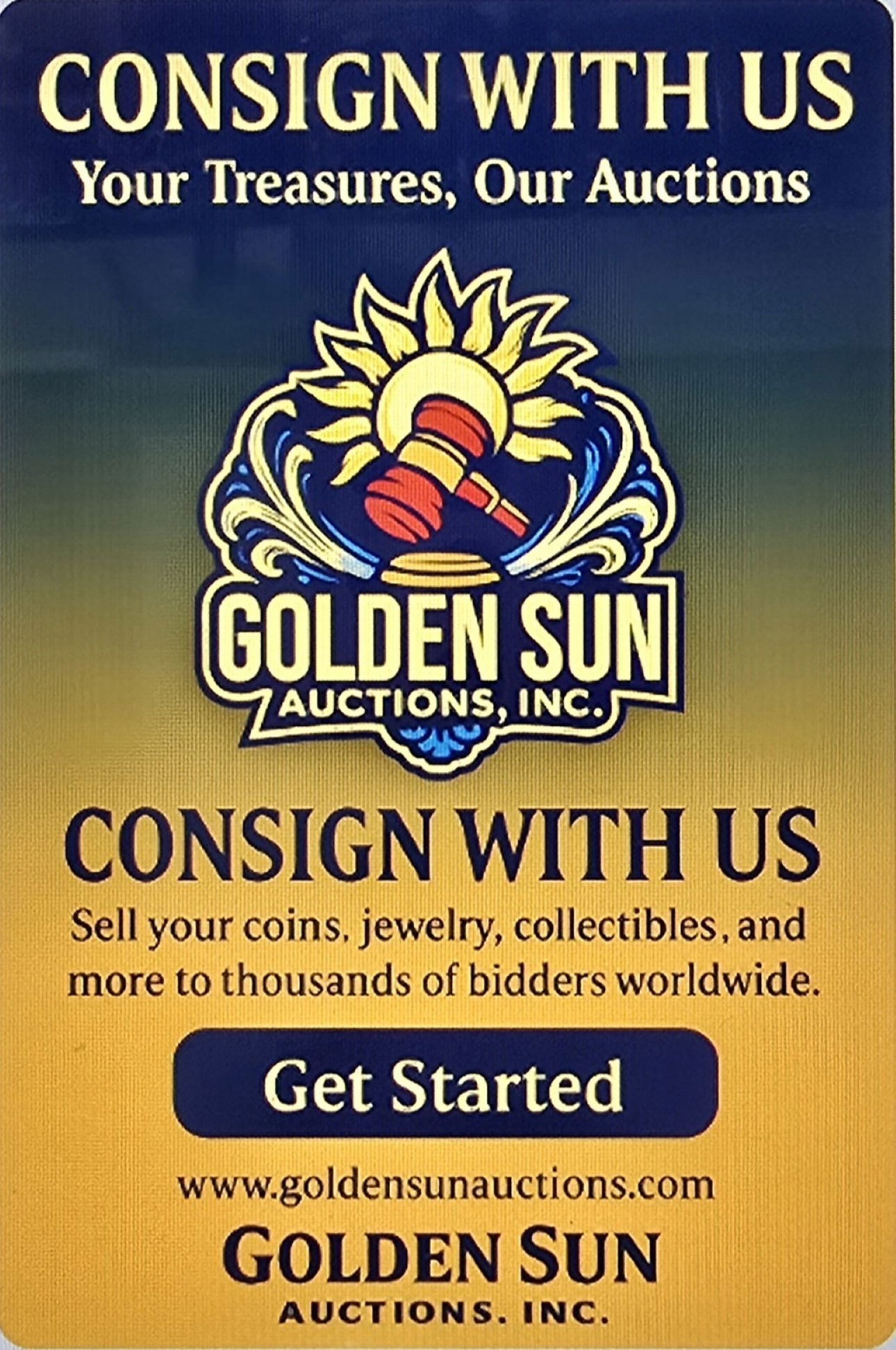 Consign With Golden Sun Auctions preview