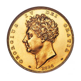 George IV gold Proof 5 Pounds 1826 PR62 NGC, KM702, S-3797, W&R-213 (R3)