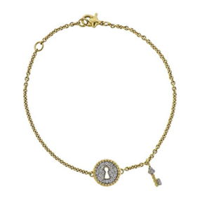 David Yurman 18k Gold Diamond Lock & Key Charm