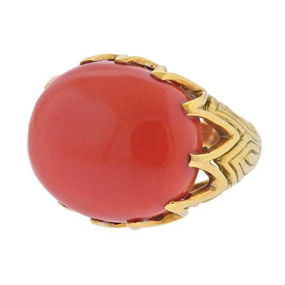 1960s 18K Gold Coral Dome Ring