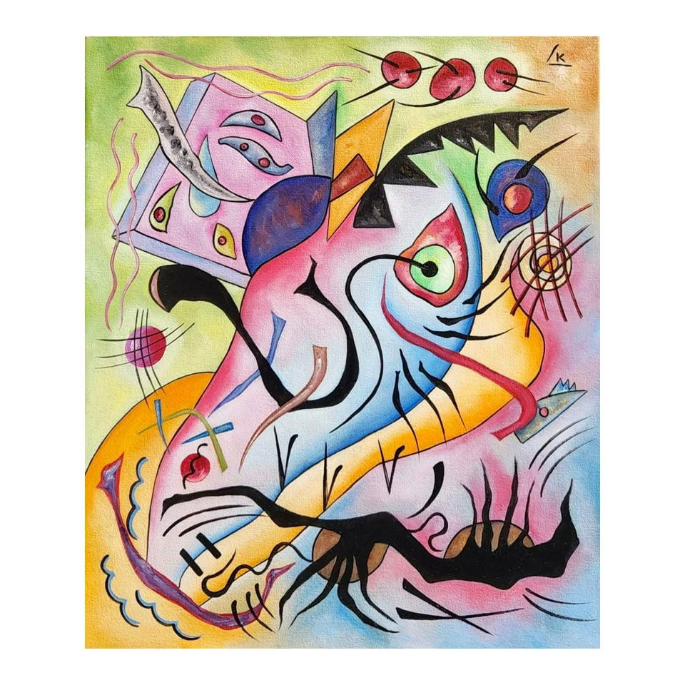 Oil on canvas in the style of Wassily Kandinsky