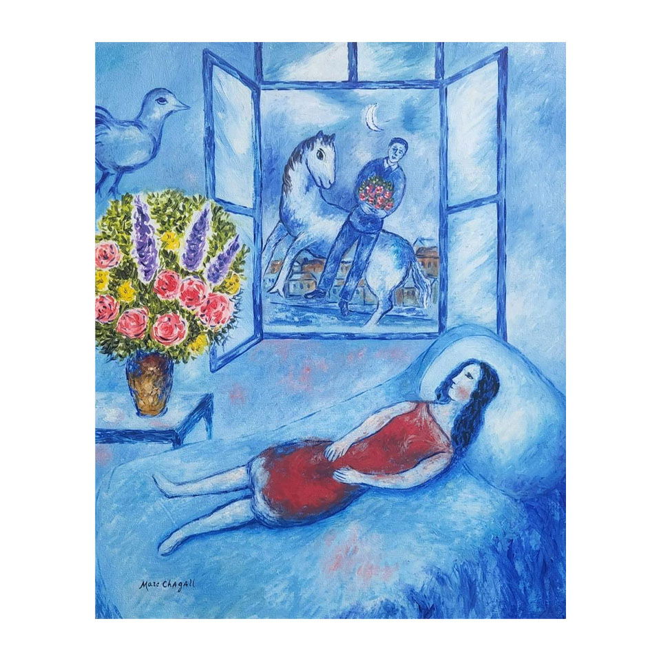 Oil on canvas in the style of Marc Chagall