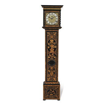 A good late 17th century marquetry inlaid oyster-veneered walnut and laburnum longcase clock