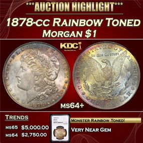 NGC 1878-cc Morgan Dollar Rainbow Toned 1 ms64+ NGC