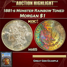 PCGS 1881-s Morgan Dollar Monster Rainbow Toned 1 ms65 PCGS