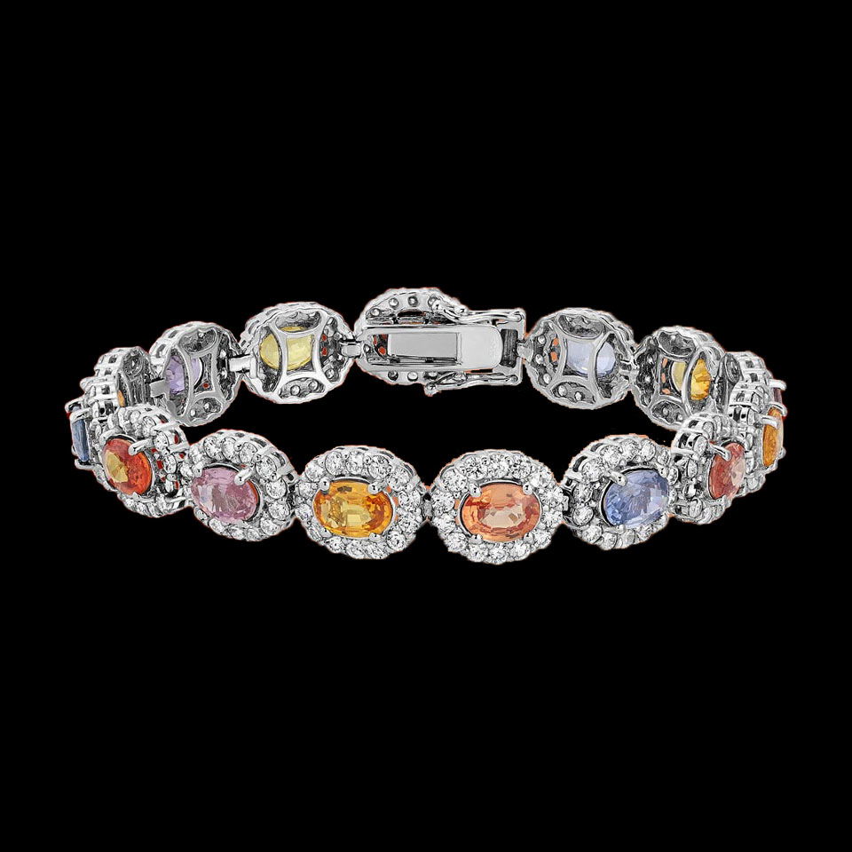 14K Gold 31.80cts Sapphire & 8.52cts Diamond Bracelet