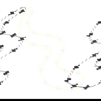 Van Cleef & Arpels: An 18k Gold and Lapis Lazuli 'Alhambra' Necklace, France