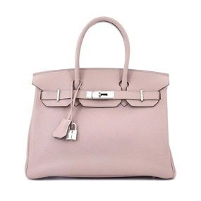 Hermes Birkin Handbag Purple Clemence with Palladium Hardware 30