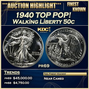 1940 Proof Walking Liberty Half Dollar TOP POP! 50c pr69 SEGS