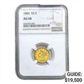 1883 $2.50 Gold Quarter Eagle NGC AU58