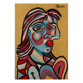 Pablo Picasso Watercolor – Woman in Multicolor
