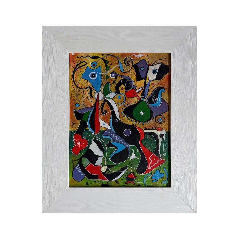 Joan Miró Spanish 1893–1983 Oil on Canvas Painting in the Style of Dali, Magritte, Chagall