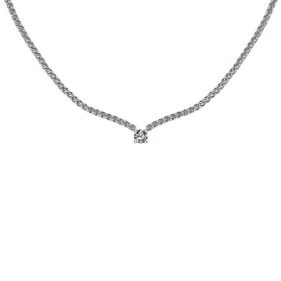 Certified 6.08 Ctw SI2/I1 Diamond 14K White Gold Necklace