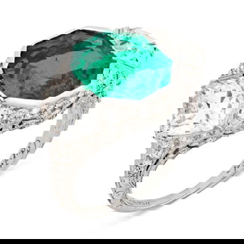 Cartier Art Deco Emerald and Diamond Ring