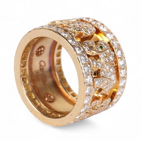 Cartier 18k Gold Diamond Emerald Elephant Ring