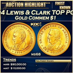 1904 Lewis & Clark Gold Commem Dollar TOP POP! 1 ms68 SEGS