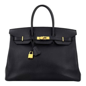 Hermes Birkin Handbag Black Epsom with Gold Hardware 35