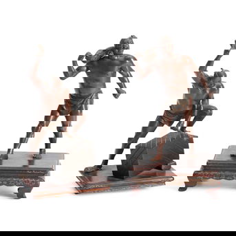 A Pair of Miyao Bronze Figures