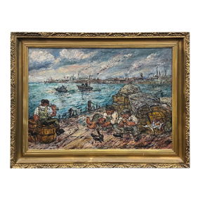 North Port Long Island by David Burliuk (Ukraine, 1882-1967) Oil on Canvas