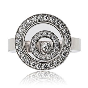 Chopard 18K White Gold Happy Spirit Double Pave Diamond Ring 0.58ct