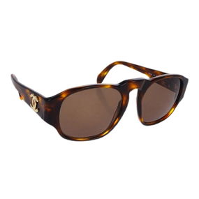 Chanel CC Logos Brown Sunglasses Acrylic Frame 130mm Temple