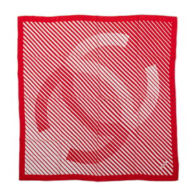 Chanel Red White Logo Silk Twill Scarf 35 in Square