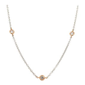 0.83ct Diamonds by the Yard 18k White Rose Gold Necklace 22in