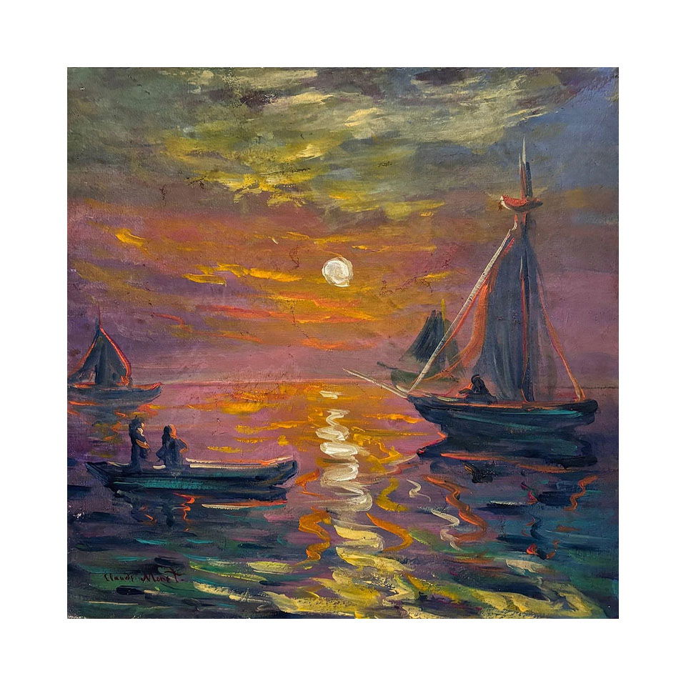 Claude Monet French 1840 - 1926 Oil on Canvas Painting in the Style of Renoir & Manet Impressionist