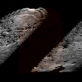 An Egyptian-Style Limestone Round-Topped Stele