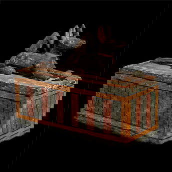 An Egyptian Painted Wood Box with Anubis