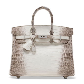 An Exceptional, <br>Matte White Himalaya Niloticus Crocodile Diamond Birkin 25