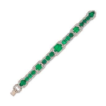Superb Cartier Art Déco Emerald and Diamond Bracelet