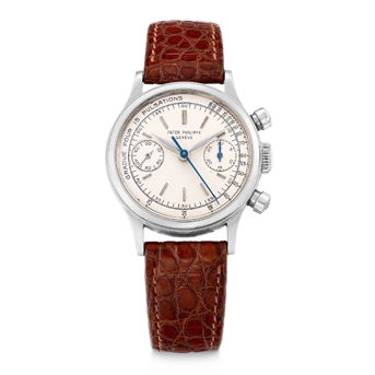 Patek Philippe. An Exceedingly Rare Stainless Steel Chronograph Wristwatch With Pulsation Scale