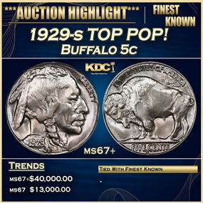 1929-s Buffalo Nickel TOP POP! 5c ms67+ SEGS