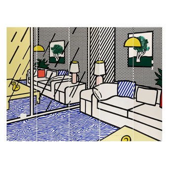 Roy Lichtenstein (1923-1997); Wallpaper with Blue Floor Interior