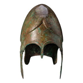 Chalcidian Bronze Helmet With Decorated Cheeks