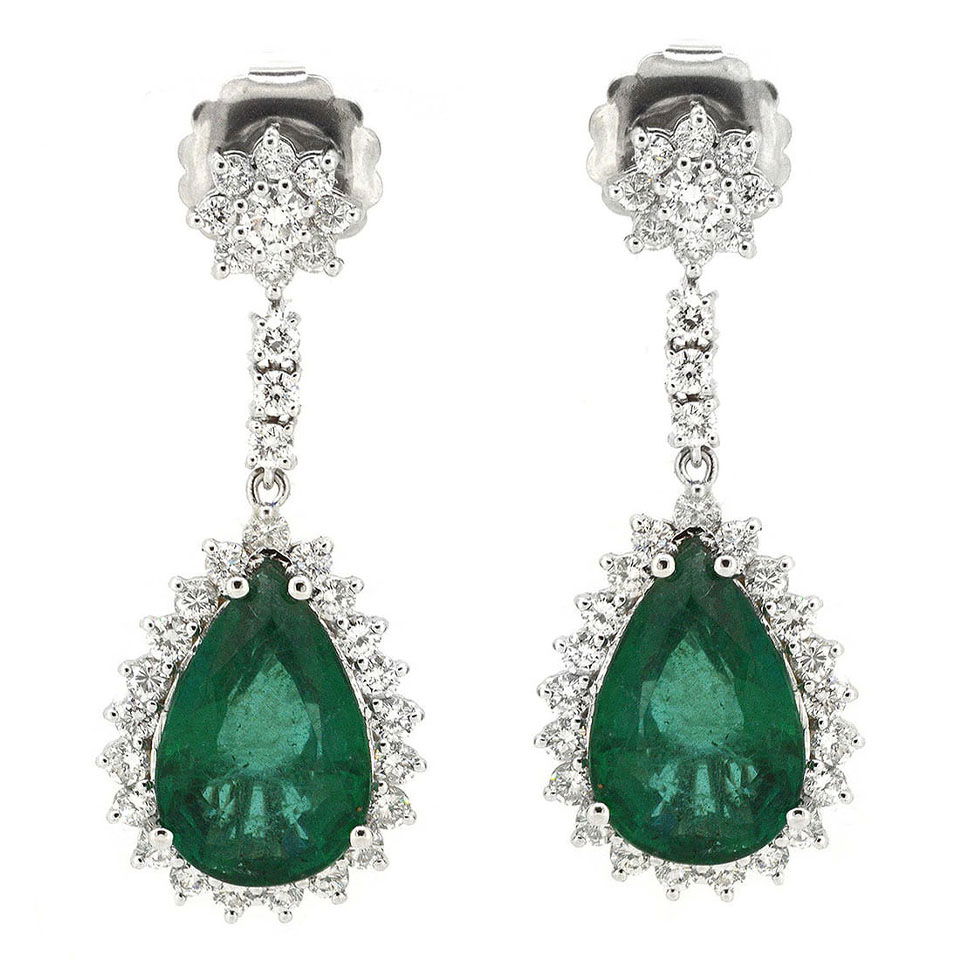 18K White Gold Ladies Earrings with 2.70ct tw Adjacent Diamonds