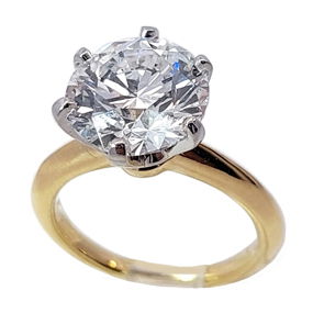 4.13ct Tiffany & Co Round Brilliant Diamond Solitaire 18k Gold Platinum Engagement Ring w/ Box & Papers