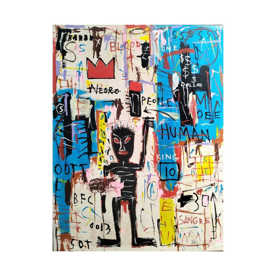 Jean-Michel Basquiat American 1960–1988 Acrylic on Canvas Painting in the Style of Warhol, Pollock