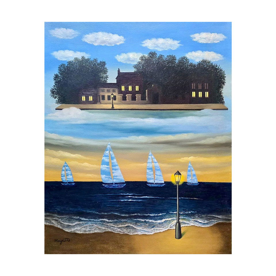 René Magritte Belgian 1898 - 1967 Oil on Canvas Painting in The Style of Dali, Picasso Era