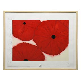 Donald Sultan (American, b. 1951) Screen-print in colors with felt collage on paper