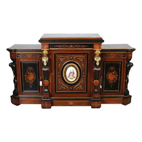 American Victorian Rosewood Credenza, Aesthetic Movement Era, Late 19th c.