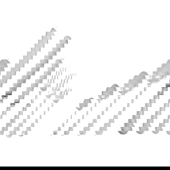 A Large Assembled English Silver Flatware Service