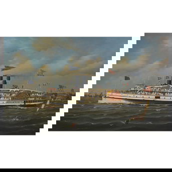 William Robert Davis (American, b. 1952) The Paddle Wheeler 'Massachusetts'