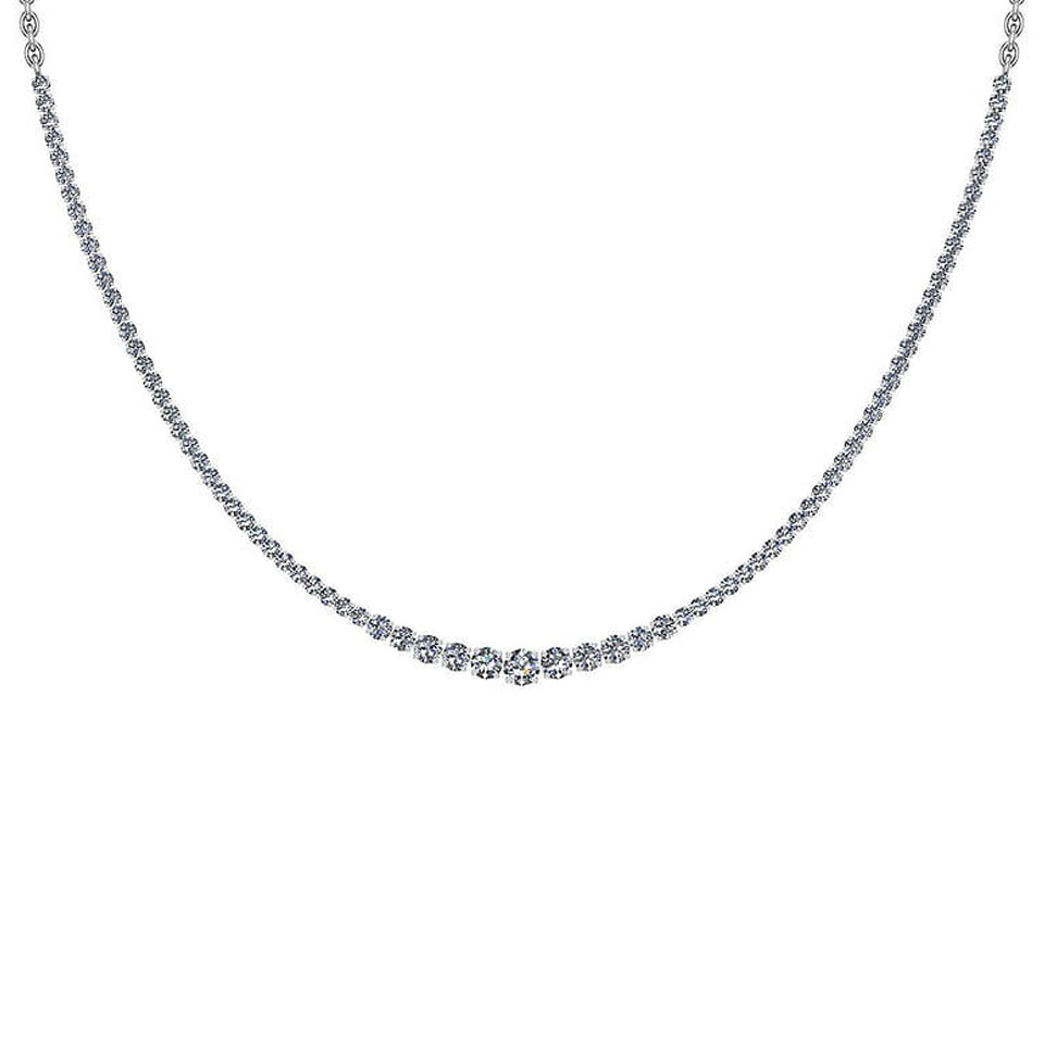 Certified 10.24 Ctw SI2/I1 Diamond 14K White Gold Necklace