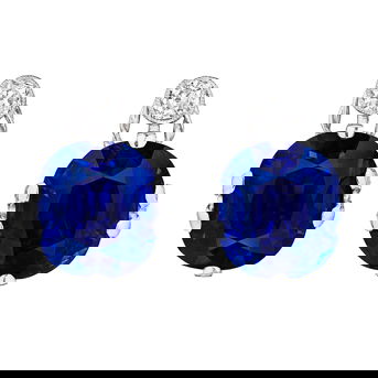 A Pair of Exceptional Antique Sapphire and Diamond Earrings