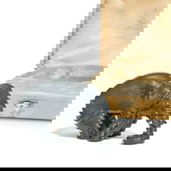 A Jewelled Kalgan Jasper Model of an Elephant by Fabergé