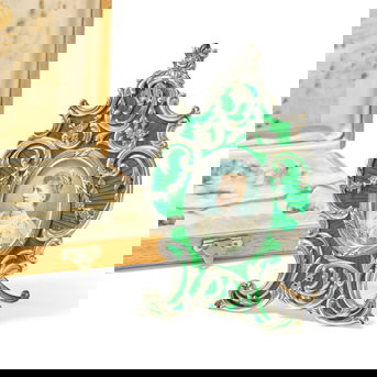 A Silver-Gilt and Guilloché Enamel Photograph Frame by Fabergé