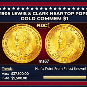 1905 Lewis & Clark Gold Commem Dollar Near Top Pop! 1 ms67 SEGS