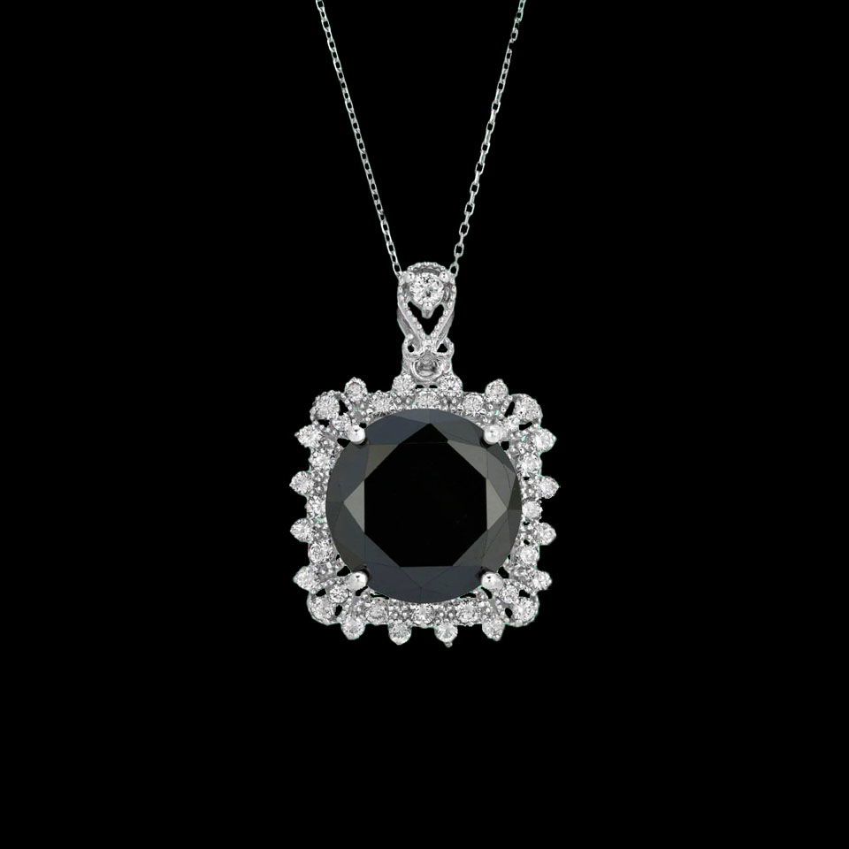 14K Gold 10.81cts Black Diamond Pendant